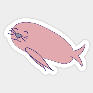 Smiling Pink Kawaii Seal Sticker